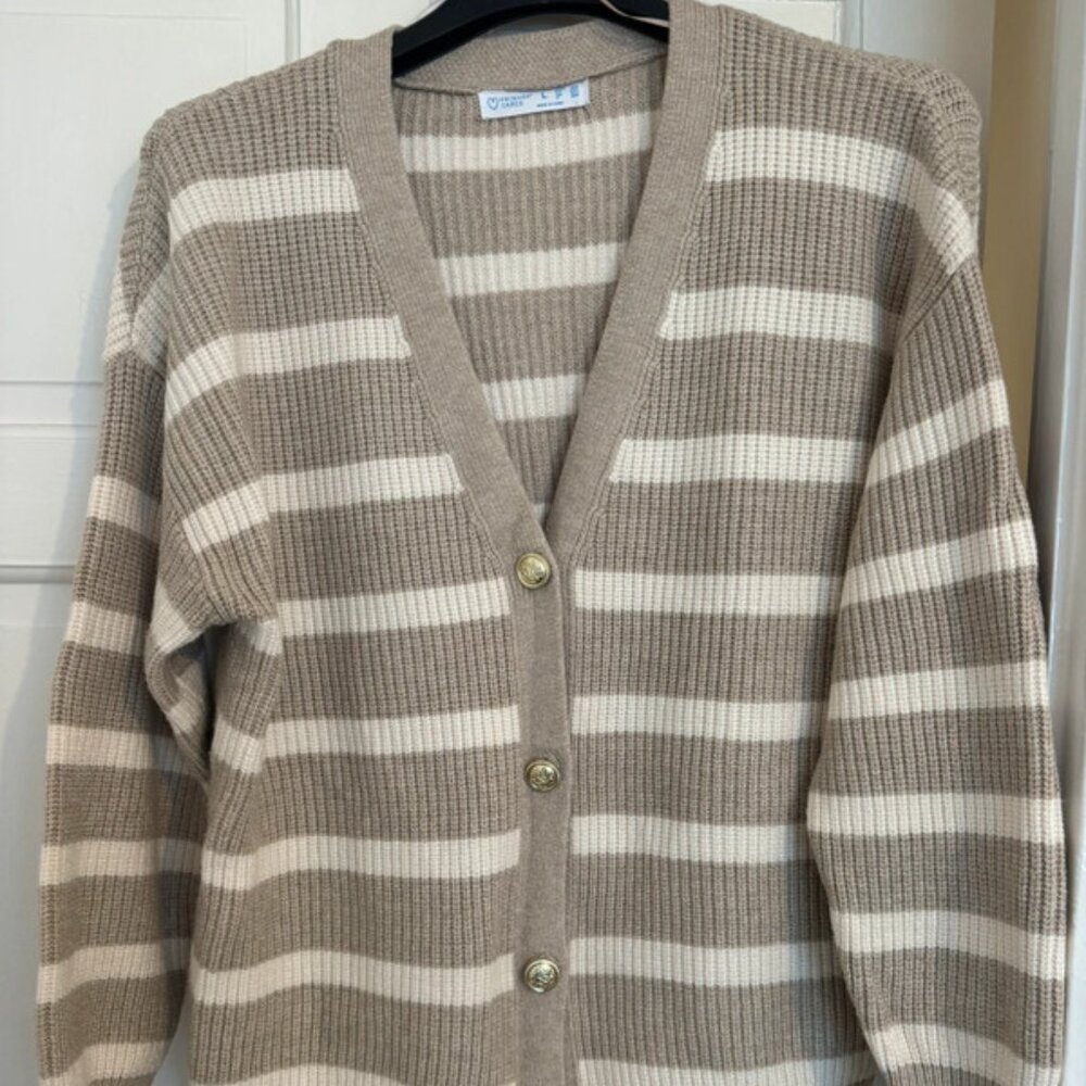 Primark beige and black oversized long cardigan